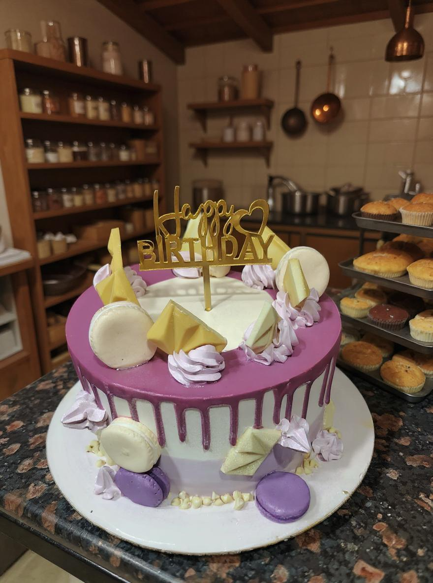 Fondant Purple Birthday Cake